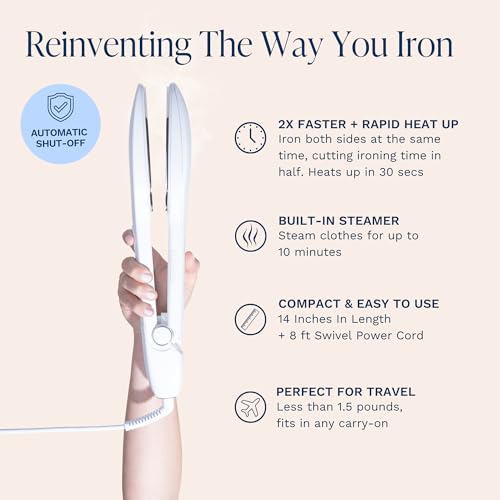 Nori Press Travel Steam Iron and Handheld Clothes Press with 6 Fabric Settings White