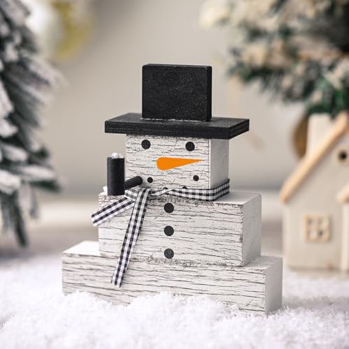 Snowman 4-PC Wooden Holiday Table Decor Set (Variation: Snowman) Geelin