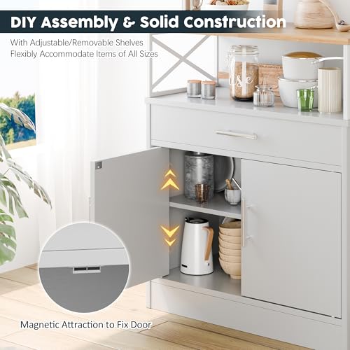 31-Inch Farmhouse Coffee Bar Cabinet with Adjustable Storage Shelves
