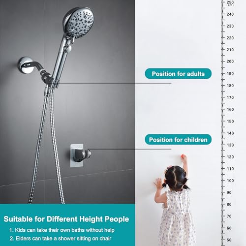8-Mode Handheld Shower Head with 79-Inch Hose and Low-Reach Wall Mount