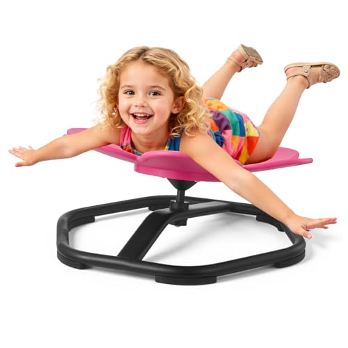 Kids Sensory Swivel Chair, Flower Shape Spinning Seat with Metal Base, Rose