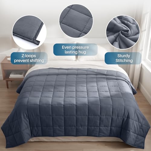 Cooling Weighted Blanket for Adults - Dark Grey, 48"x72", 15lbs