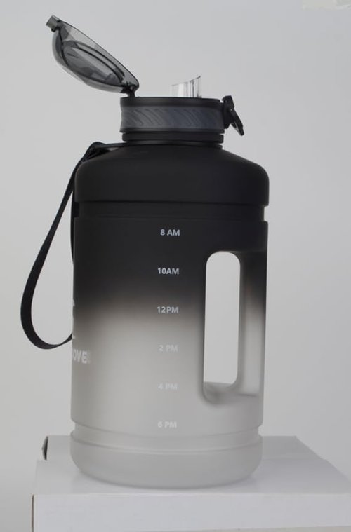 LyfeGroove 74 oz (2.2L) BPA-Free Tritan Water Bottle with Dual Direction Lid, Form Fitting Handle and Carrying Strap