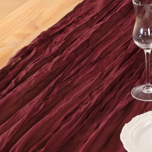 DeZerlor Burgundy Cheesecloth Table Runner 1 Pack 35 x 120 in