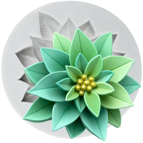 Christmas Fondant Mold Poinsettia Flower Silicone Chocolate Mold - Style F