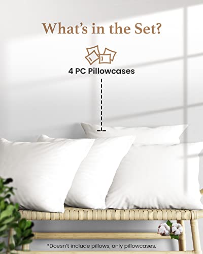 1000 Thread Count Egyptian Cotton Pillowcases - Set of 4, Standard Size