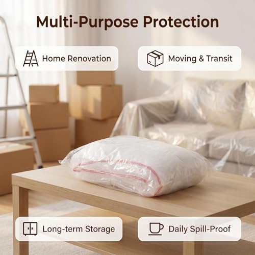 Clear Plastic Loveseat Cover with Elastic Band | Waterproof & Dustproof Protector for Moving