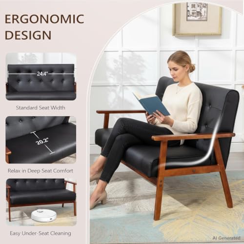 3-Piece Mid-Century Modern Living Room Furniture Set, Loveseat and 2 Chairs