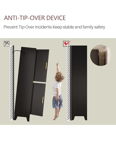 71-Inch Metal Wardrobe Closet with Hanging Rod, Shelves, and Drawers