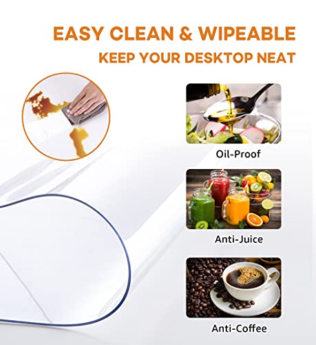 60-Inch Round Clear PVC Table Protector - 1.5mm Thick Heavy Duty Table Cover