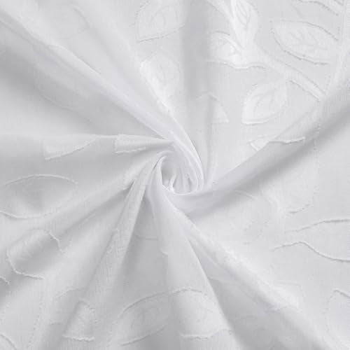 Sheer Jacquard Leaf Curtains, 54 Inch Length, 2 Panels