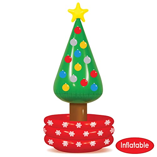 Beistle 3-Pack Inflatable Christmas Tree Coolers - 4'8" Holiday Drink Holders for Parties