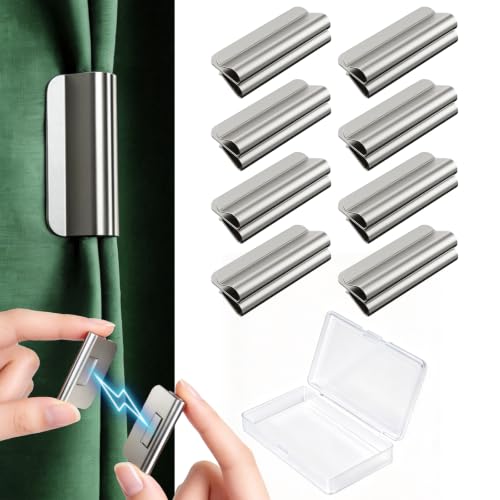 8-Pair Magnetic Curtain Clips - Damage-Free Curtain Closure for Blackout