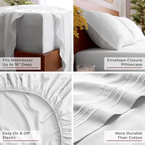 Mellanni Iconic 4-Piece Microfiber Queen Sheet Set, White