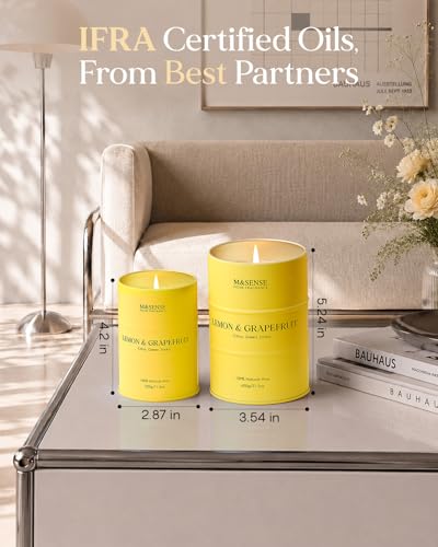 Lemon Grapefruit Scented Soy Candle - 11.3oz Organic & Non-Toxic