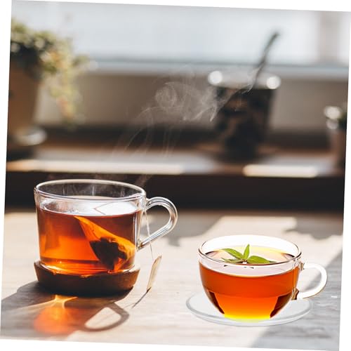 Garneck 2-Pack Small Clear Glass Tea and Coffee Saucers 3.3'' - Elegant, Durable Drinkware