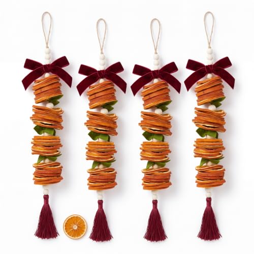 8 Pcs Dried Orange Slice Christmas Decor for Kitchen Cabinets, Red - Naucoos