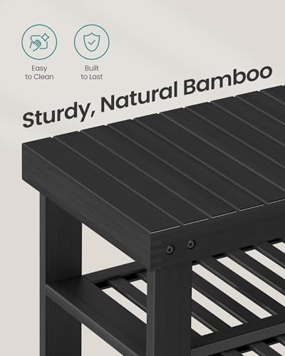 4-Tier Bamboo Shoe Rack Bench, Entryway Shoe Storage Organizer