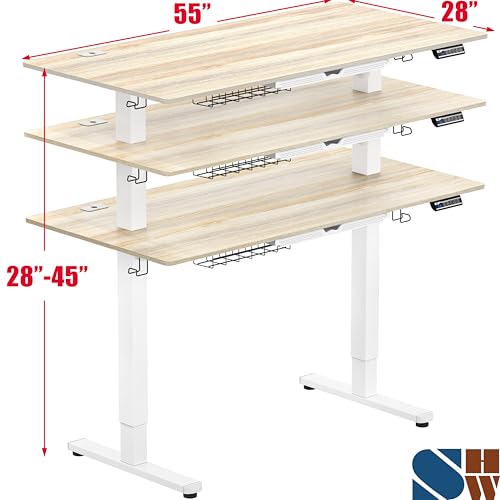 55 x 28 Electric Standing Desk with Drawer, Memory Presets & Cable Management