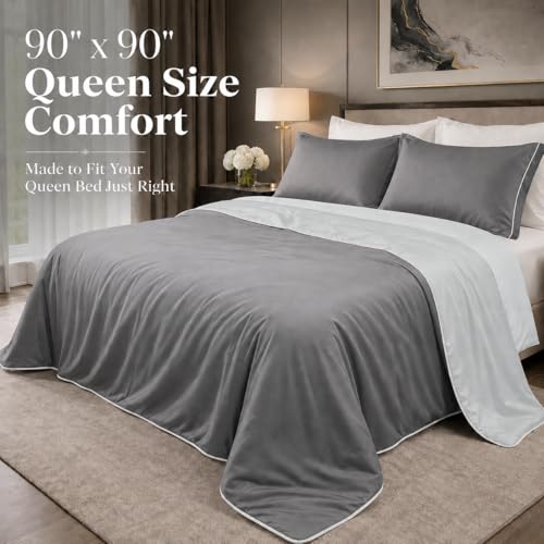 Cooling Comforter Blanket Queen Size - Lightweight & Breathable for Hot Sleepers