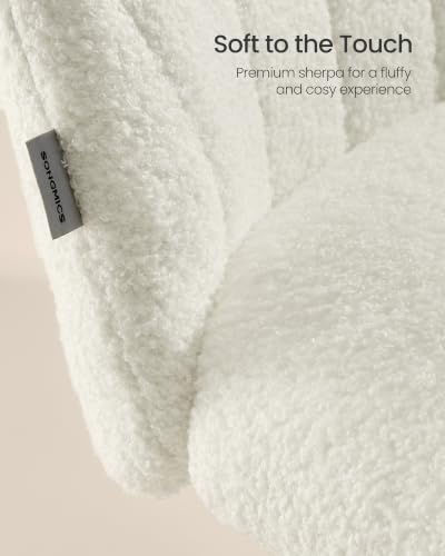 SONGMICS Cloud White Swivel Office & Makeup Vanity Chair - Breathable Teddy Fleece