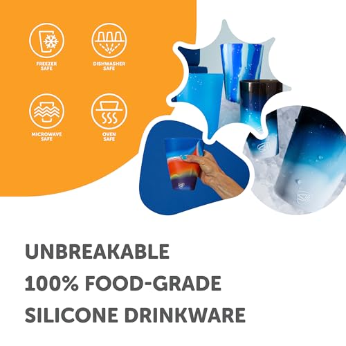 Silipint Arctic Sky 1.5oz Silicone Shot Glasses - Pack of 2, Unbreakable, BPA-Free, Dishwasher & Freezer Safe Drink Cups