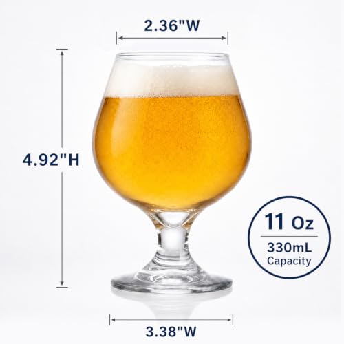 Set of 6 11-Oz Brandy & Whiskey Glasses - Durable Tasting Glassware for Spirits & Cocktails