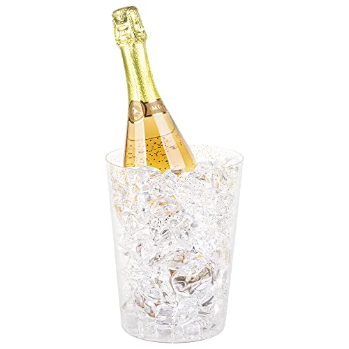 Gold Glitter Plastic Ice Bucket Set 12-Pack | Wedding & Party Champagne Chiller
