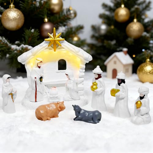 Christmas Nativity Scene Set - 10pcs Resin Tabletop Decoration for Holiday Decor