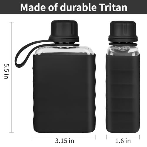IDIDG Black Mini Portable Flask 8.2oz Silicone Sleeve Travel Liquor Bottle