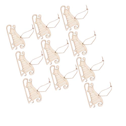 Happyyami 10pcs Unfinished Wooden Christmas Tree Decorations & Ornaments for DIY Crafting