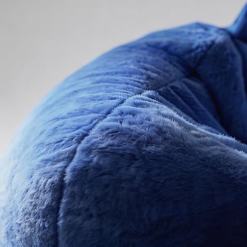 3ft Faux Fur Memory Foam Bean Bag Chair for Kids and Teens, Dark Blue