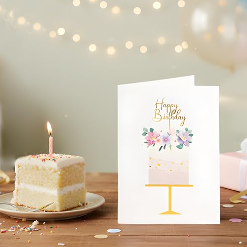 Elegant Birthday Card for Women, 5x7 Gold Foil Greeting Card