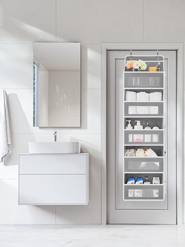 Over the Door Organizer Grey 5-Shelf Hanging Storage Pocket