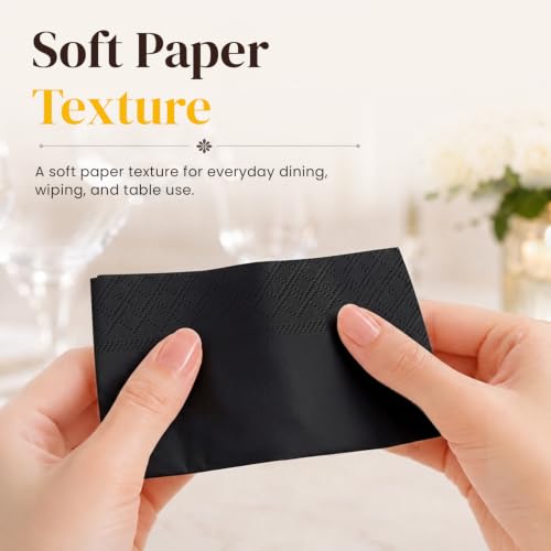 JOWLOT 600 Count Black 2-Ply Cocktail Napkins – 4.75 x 4.75 Inch Disposable Party & Wedding Paper Towels (Variation: Black / 600)