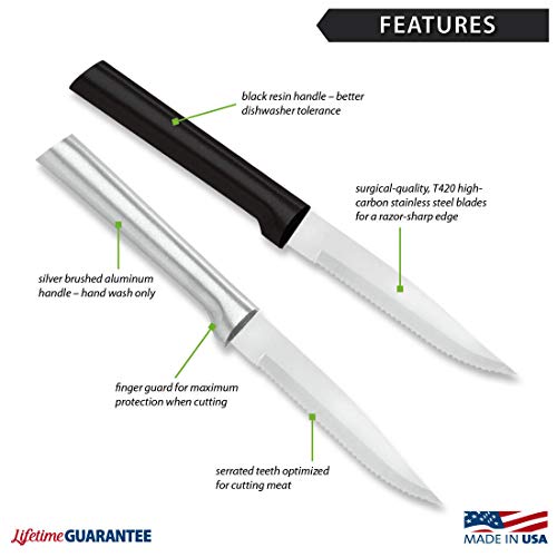 RADA Serrated Steak Knife Silver Pack of 6 R105 - Durable High-Carbon Stainless Steel