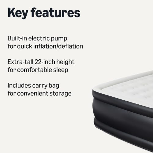 Queen Inflatable Air Mattress with Built-In Pump - 22-Inch Height