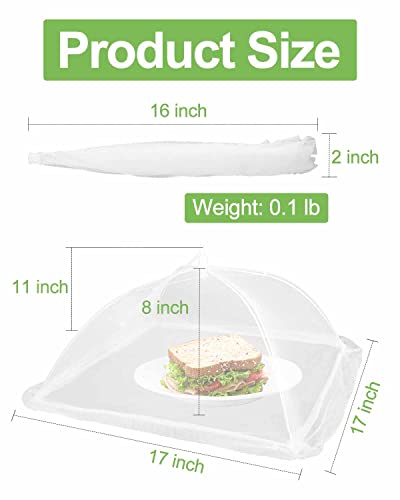 Pop-Up Mesh Food Covers (6 Pack) - 17x17 Collapsible Tents for Outdoor BBQ