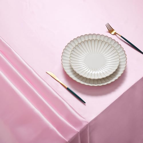 Pink Satin Rectangular Table Cover 60 x 84 Inches - Counfeisly