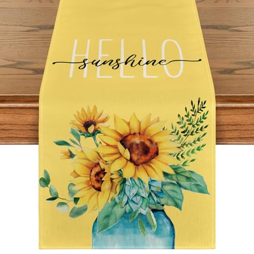 Artoid Mode Hello Sunshine Sunflower Table Runner 13x36 Inch