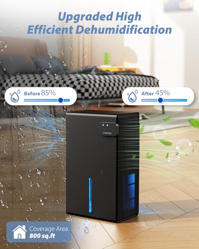 Quiet Electric Dehumidifier 95 OZ with Auto Shut Off and LED Lights for Bedroom and Basement