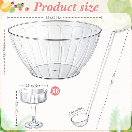 1.8-Gallon Plastic Punch Bowl Set with Ladle and 8 Detachable Cups
