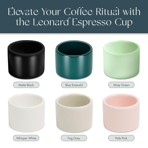 Folk Ceramics Leonard Espresso Cups Fog Grey Set of 2, 3oz Stackable Handleless Demitasse Mugs for Coffee