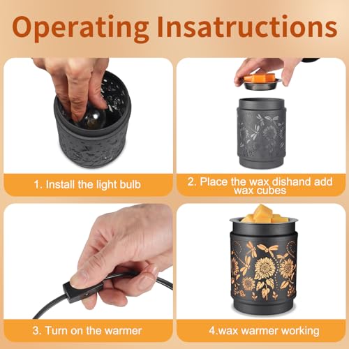 Sunflower Metal Wax Melt Warmer – Electric Fragrance Candle Oil Burner