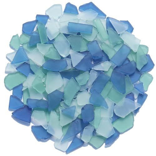 Blue Mixed Frosted Sea Glass Pieces for Crafts & Vase Filler - 34oz