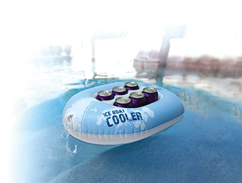 Poolmaster Boat-Shaped Floating Cooler with Removable Ice Pack, Tether & 6 Drink Compartments