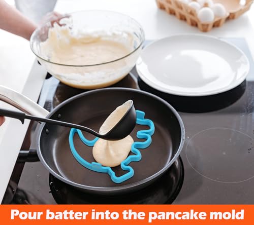 Silicone Pancake Molds 4-Pack Nonstick Fun Shapes for Griddle Cooking