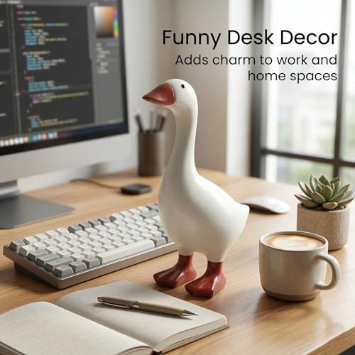 7-Inch Desk Goose Statue, Quirky Resin Desktop Organizer and Decor