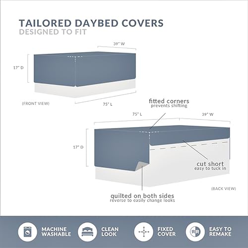 6-Piece Reversible Plaid Herringbone Daybed Cover Set - Twin Size