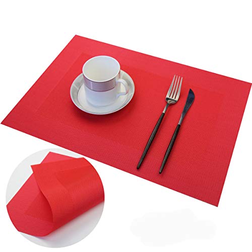 Washable PVC Vinyl Placemats - Heat-Resistant Dining Table Mats, Set of 4